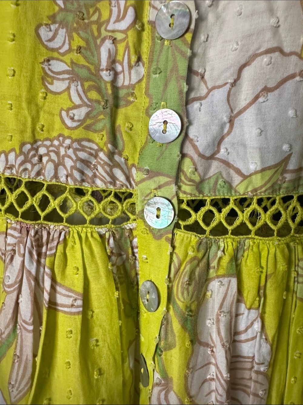 FARM Rio Neon Garden Floral Midi Summer Swiss Dot Halter Dress in neon yellow - Picture 8 of 16